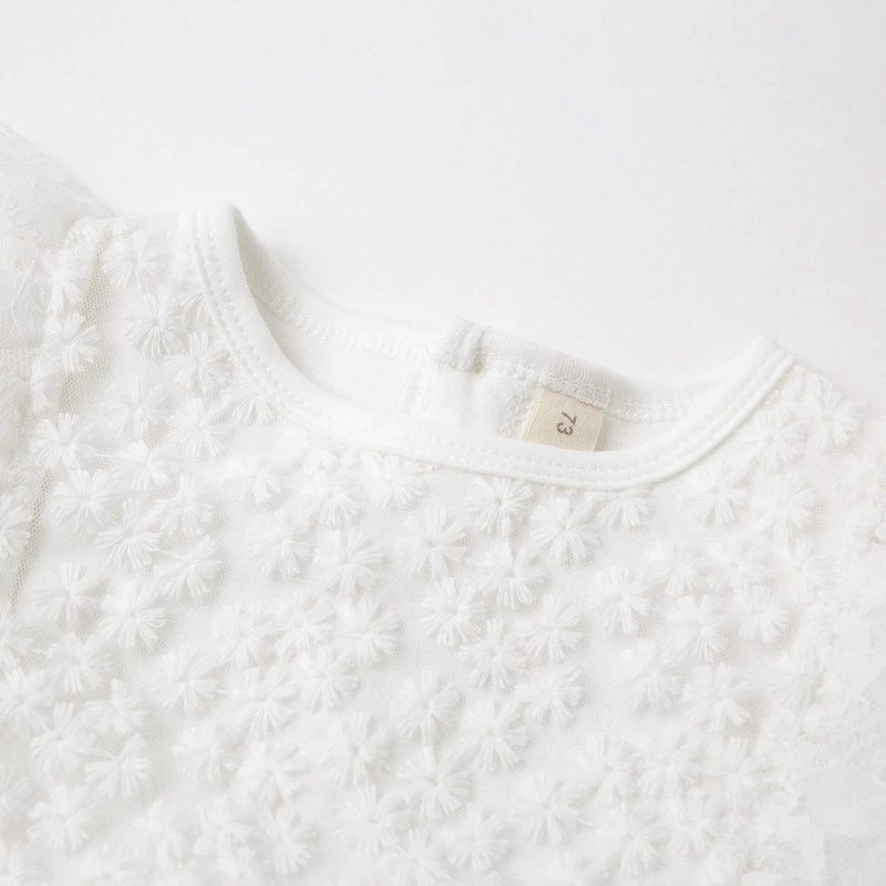 Curipeer Baby Girl Casual Lace Ruffle Dress Long Sleeve Infant Baptism Flower Dress White 6-12 Months - Image 4